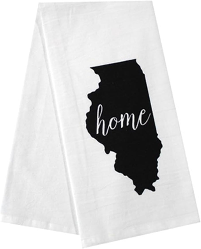 2 Pcs, 100% Cotton Lllonois State Flour Sack Printed Kitchen Towels with Sentiments Home. Size: 20" X 28". Inspired by The State WE Call Home.