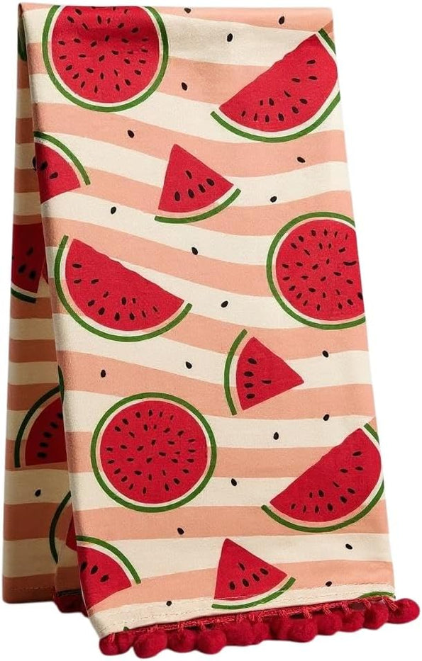 Watermelon Pom-Pom cotton soft and absorbent kitchen towels Size: 16 x 28 inches for Wedding, Baby Shower, Home Décor, housewarming gift.