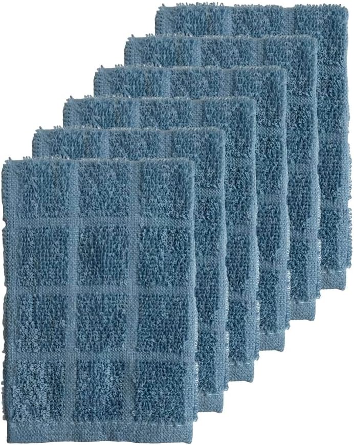Set of 6, 100% Ringspun Cotton Window Panel Dish Cloths Size: 12 x 12 inch. Ultra-Absorbent, Heavy Duty Kitchen Cleaning Towels, Maximum Softness, Absorbency & Durability.
