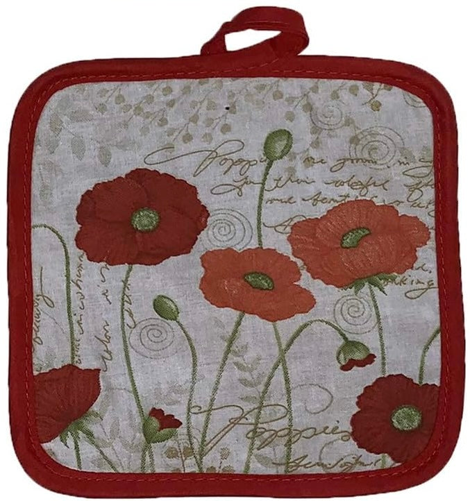 Blooming Flower Printed Design 6 Pcs Non-Slip, Heat Resistant Kitchen Towel Set, Includes 4 Potholder, 2 Oven Mitt.