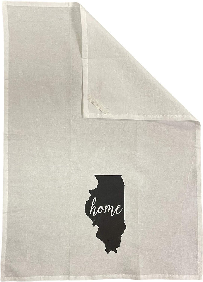 2 Pcs, 100% Cotton Lllonois State Flour Sack Printed Kitchen Towels with Sentiments Home. Size: 20" X 28". Inspired by The State WE Call Home.