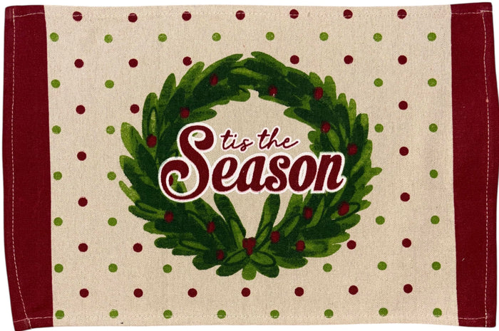 Set of 4, Christmas Plaid Tapestry Placemats Merry and Bright with Poinsettia Flower for Holiday Season, Home Decoration Kitchen Dining Table Easy to Clean Size: 13" x 19". (Design B)
