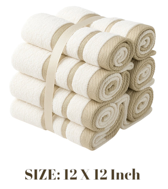 Washcloths, 12 Pack, 100% Ring-Spun Cotton Wash Cloths for Body and Face, Design to exfoliate Your Hands, Extra Soft and Absorbent Machine Washable Size: 12 x 12 Inch.