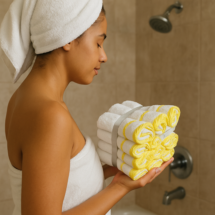 Washcloths, 12 Pack, 100% Ring-Spun Cotton Wash Cloths for Body and Face, Design to exfoliate Your Hands, Extra Soft and Absorbent Machine Washable Size: 12 x 12 Inch.