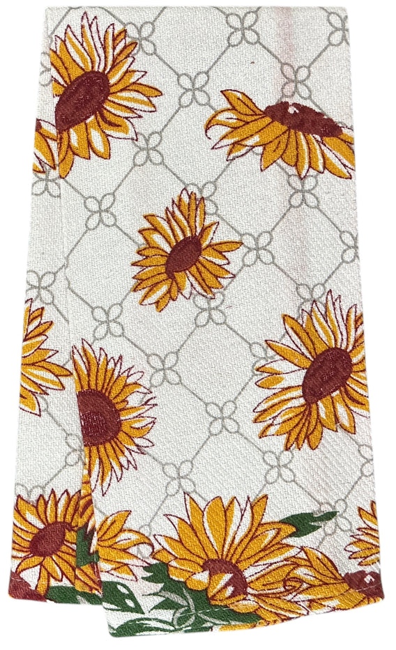Set of 10 Sunflower Design Tapestry Kitchen Sets Includes 4 Placemats, 4 Kitchen Towels, a Potholder, and an Oven Mitt.
