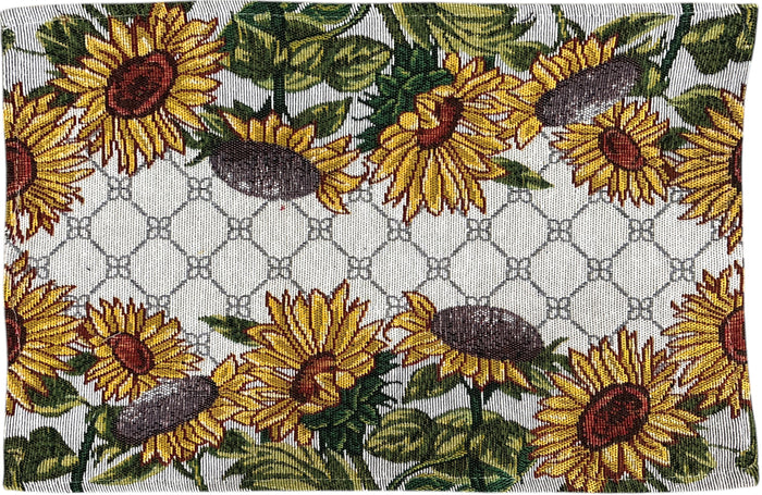 Sunflower Design Printed Four Pcs Tapestry placemats for Dining Table, Table mat for Kitchen Table, Spring and Summer Collection Easy to Clean, Machine Washable Size: 13 x 19 Inches.