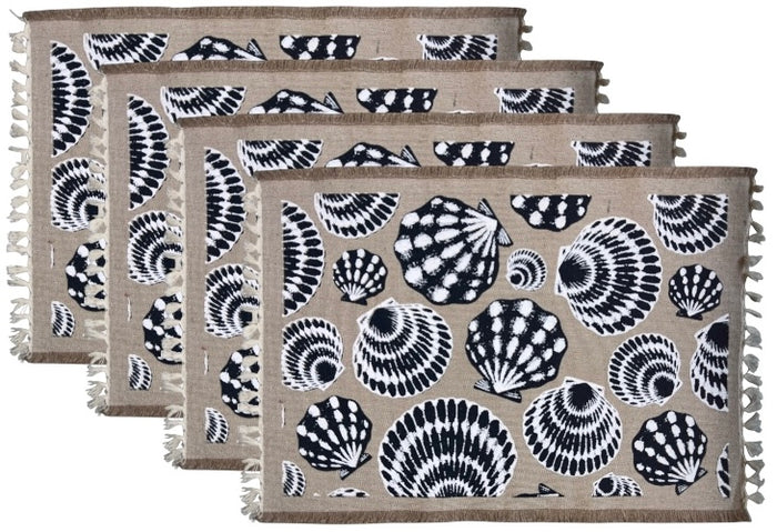 Costal Nautical White Starfish Design Kitchen Placemats for Dining Table Set of 4-100% Cotton Machine Washable Place Mat Size: 13” x 19”.
