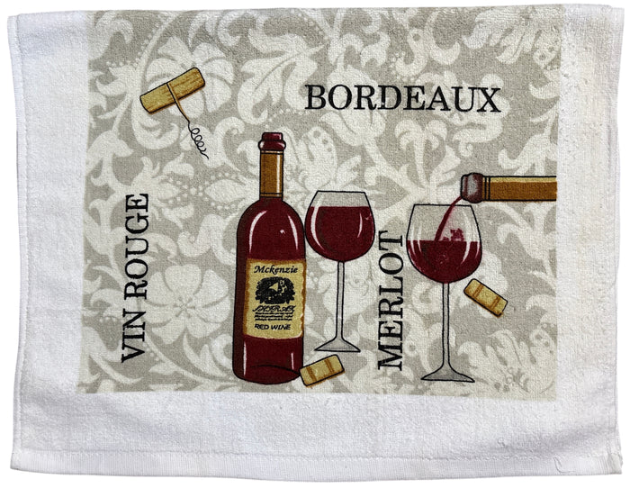 Set of 2, 100% Cotton Merlot Wine Design Everyday Printed Kitchen Towels, Soft and Absorbent Size: 18” x 28".