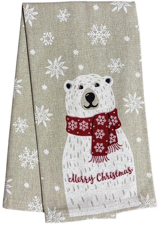 Set of 6, 100% Cotton Assorted Funny Christmas Kitchen Towels with Sentiments on White & Dark Linen Soft and Absorbent Tea Towels / Kitchen Towel Size: 15” x 25".