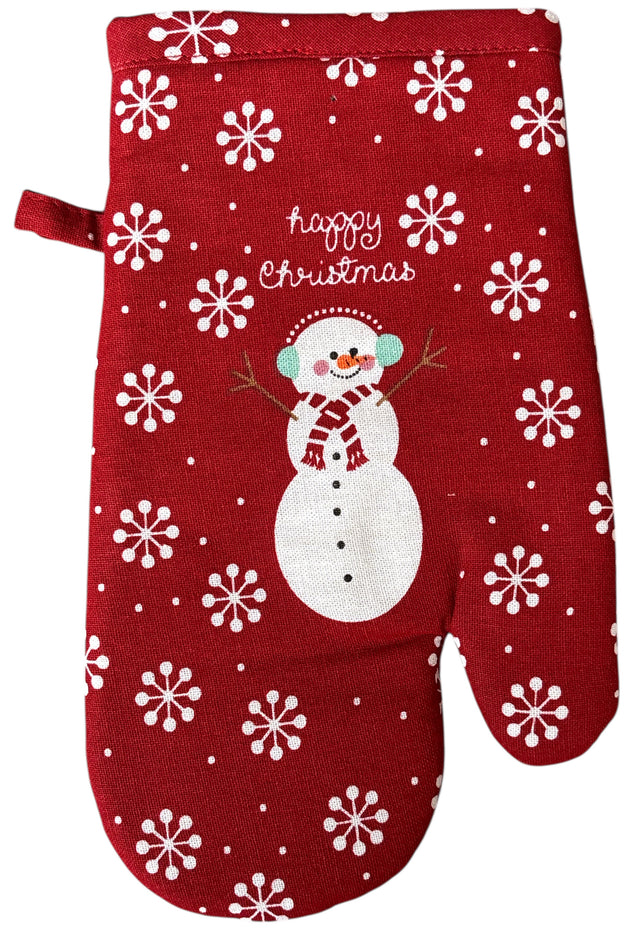 Snowman and snowflex Design with Happy Christmas, 6 Pcs Holiday Season Kitchen Towel Sets, 2 Kitchen Towels, 2 Potholder & 2 Oven mitt. Tree, Santa, Snowflake, Includes 4 Kitchen Towels, Pot Holder & Oven mitt.