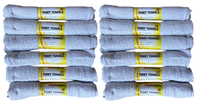 Cotton Terry Bar Towels, White, Super Absorbent & Machine Washable, 36 Packs - 4 Lbs Bag.