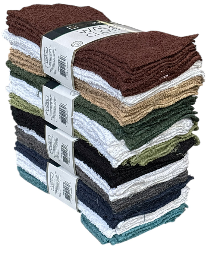Washcloths, 72 Pcs 100% Cotton wash Cloths, Soft and Maximum Absorbent, Machine Washable, Size 11" X 11", Assorted Colors.