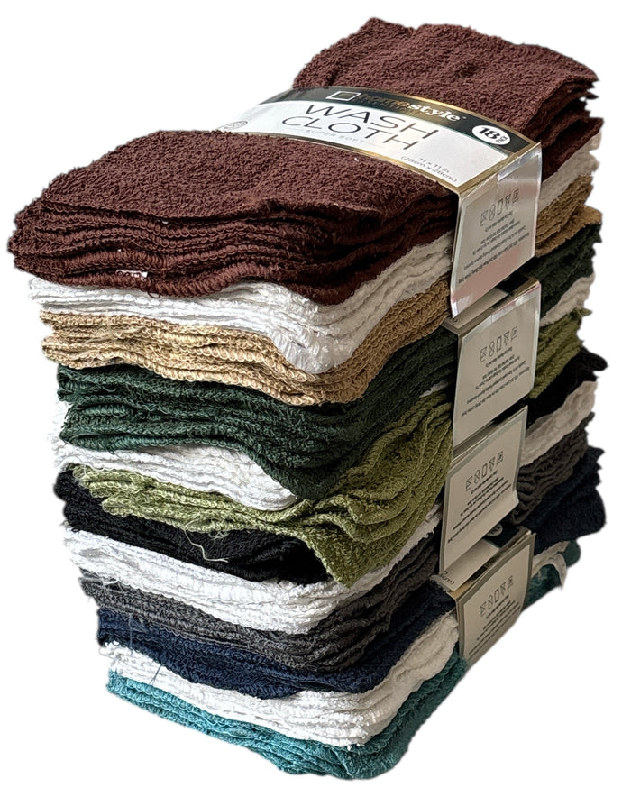 Washcloths, 72 Pcs 100% Cotton wash Cloths, Soft and Maximum Absorbent, Machine Washable, Size 11" X 11", Assorted Colors.