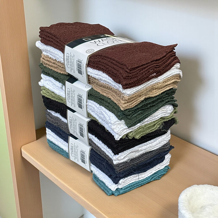 Washcloths, 72 Pcs 100% Cotton wash Cloths, Soft and Maximum Absorbent, Machine Washable, Size 11" X 11", Assorted Colors.