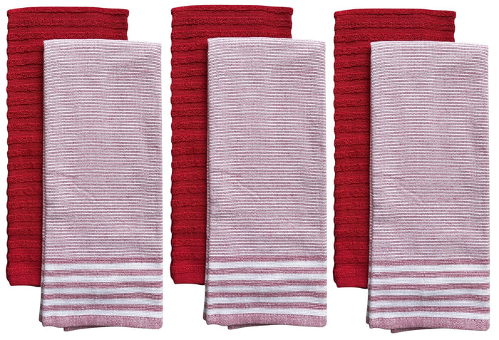 Stripes Kitchen Towels/Hand Towels, 6 Pack Large 100% Ring-Spun Cotton with Hanging Loop, 430 GSM Soft & Ultra Absorbent, Machine Washable 16 x 28 inches.