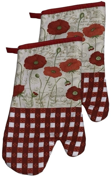 Blooming Flower Printed Design 6 Pcs Non-Slip, Heat Resistant Kitchen Towel Set, Includes 4 Potholder, 2 Oven Mitt.