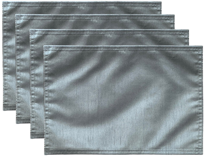 Set of 4, Solid 100% Faux Silk Reversible Placemats for Kitchen Dining Table Mats, Easy to Clean, Machine Washable. Size: 13" x 19".