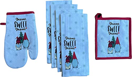 Christmas Kitchen Towels Set of 4 Snowflake Blue Dish Towels