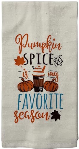 Pumpkin Spice my Favorite Season and Plaid Flour Sack Kitchen Towels Size : 15" x 25".