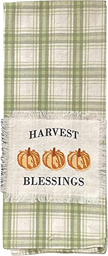 Halloween Kitchen Towels Pumpkin with Harvest Blessings, Pumpkin with Gather Family & Friends, Thankful & Blessed, Happy Fall Y'all Saying Tea Towels Size: 15” x 25".