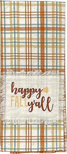 Halloween Kitchen Towels Pumpkin with Harvest Blessings, Pumpkin with Gather Family & Friends, Thankful & Blessed, Happy Fall Y'all Saying Tea Towels Size: 15” x 25".