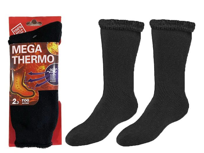 2 Pairs, Men's Heated Sox Socks Thick Thermal Socks Keeps Feet Warmer Longer 2.3 TOG heat rating. Size: 10-15.