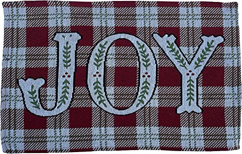 Set of 4, Red and White Checkered with Joy Holiday Christmas Tapestry Placemats