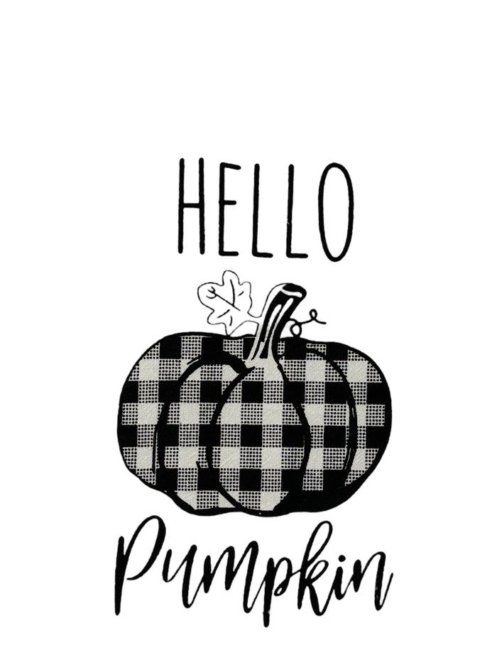 4 Pcs, Hello Pumpkin, Autumn Days are Finally here Design Fall Flour Sack Kitchen Towels with 2 Plaid/Gingham Check Kitchen Towels Size : 15" x 25".