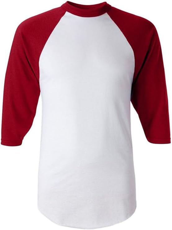 Men's Regular fit Two Tone 100% Ring-Spun Combed Cotton Raglan ¾ Sleeve Baseball T-Shirt.