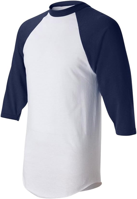 Men's Regular fit Two Tone 100% Ring-Spun Combed Cotton Raglan ¾ Sleeve Baseball T-Shirt.