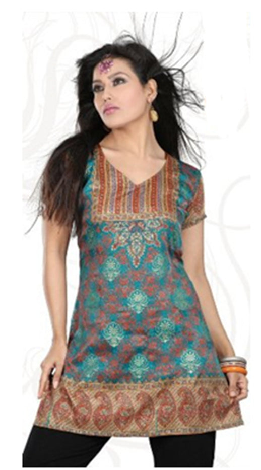 Tunic for Women Printed Crape Kurti V-Neck or Round Neck Short Sleeves Tunic Top Blouse. Mixed