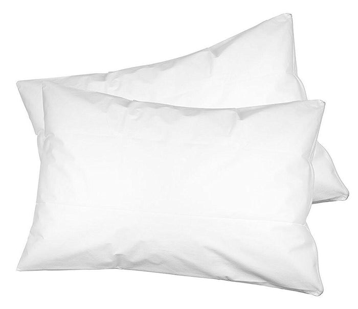 2 Pack, 100% Polyester Woven Acetate Zippered Pillow Protectors Pillow Encasement Waterproof Allergy Protection.