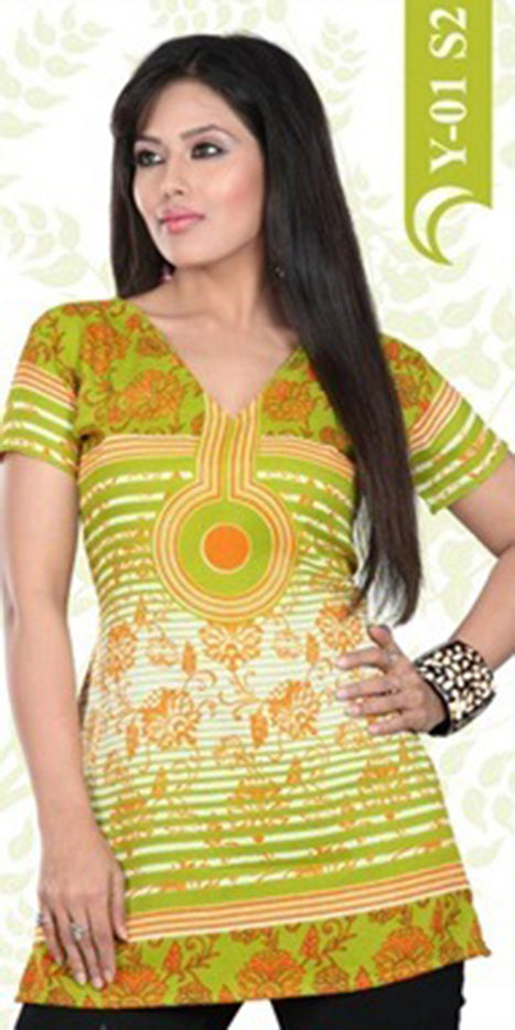 Tunic for Women Printed Crape Kurti V-Neck or Round Neck Short Sleeves Tunic Top Blouse. Mixed