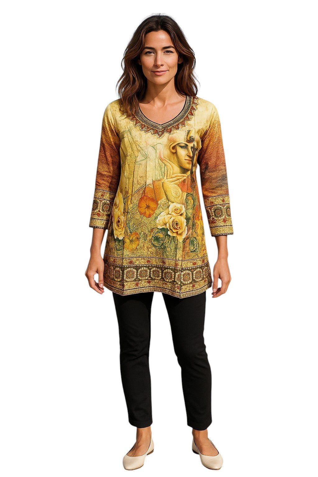 Digital Printed Pure cotton tunic, Multi color, Short Kurti, Soft and Breathable Top. - 1082-L