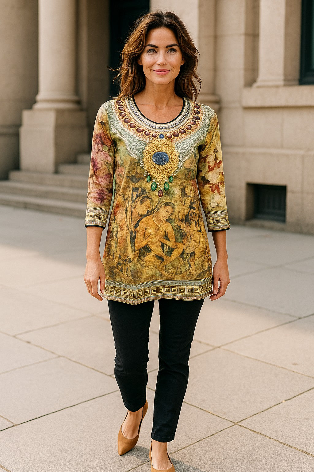 Digital Printed Pure cotton tunic, Multi color, Short Kurti, Soft and Breathable Top. - 1085-L