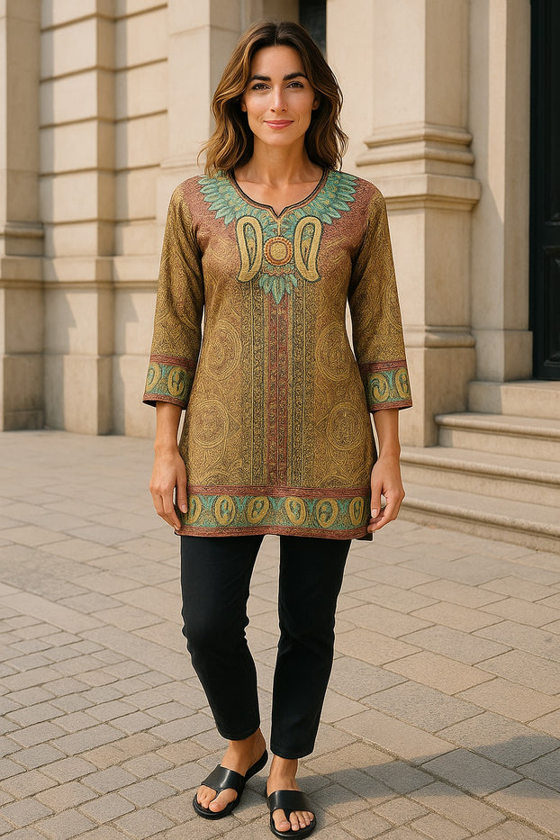 Digital Printed Pure cotton tunic, Multi color, Short Kurti, Soft and Breathable Top. - 1086-L