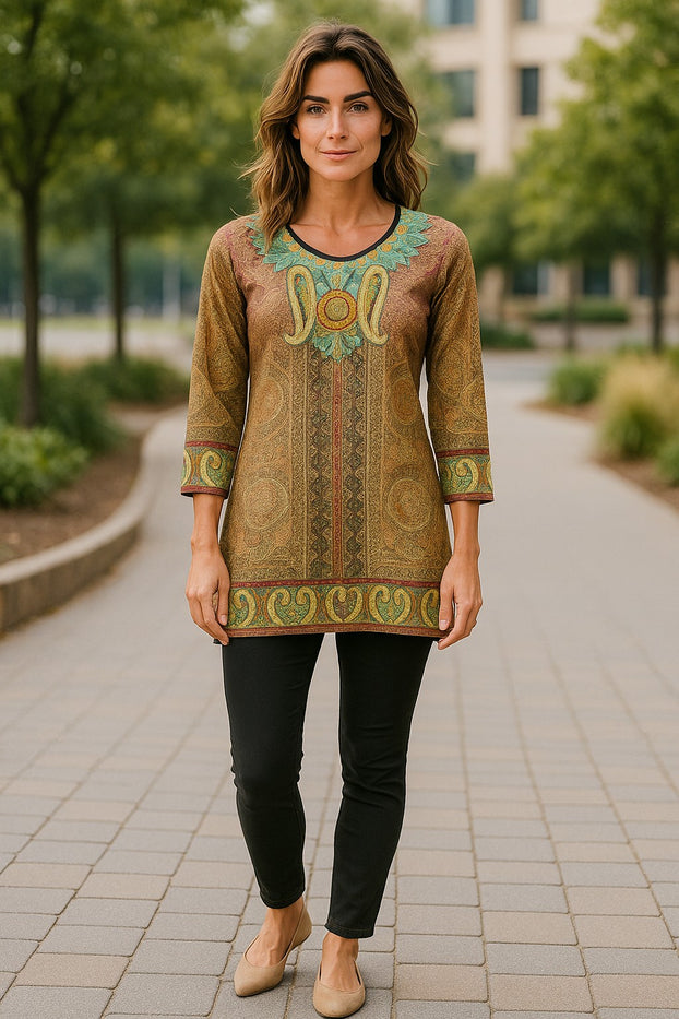 Digital Printed Pure cotton tunic, Multi color, Short Kurti, Soft and Breathable Top. - 1086-L