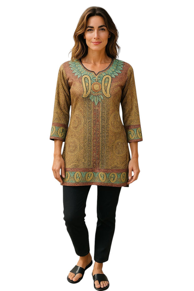 Digital Printed Pure cotton tunic, Multi color, Short Kurti, Soft and Breathable Top. - 1086-L