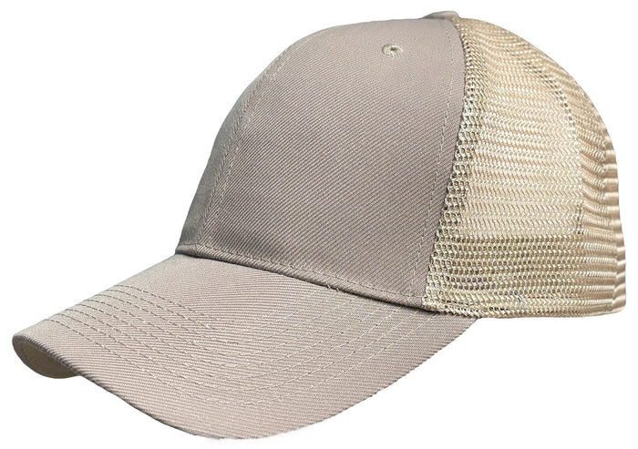 6 Panel Solid Plain Cotton Blend Mesh-Back Adjustable Velcro Unisex Light Weight Baseball trucker Cap Hat One Size Fits Most.