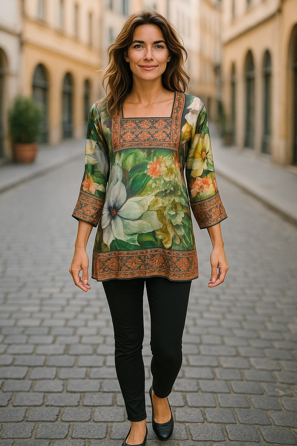Digital Printed Pure cotton tunic, Multi color, Short Kurti, Soft and Breathable Top. - 1090-L