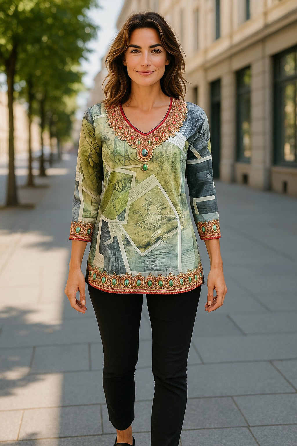 Digital Printed Pure cotton tunic, Multi color, Short Kurti, Soft and Breathable Top. - 1093-L