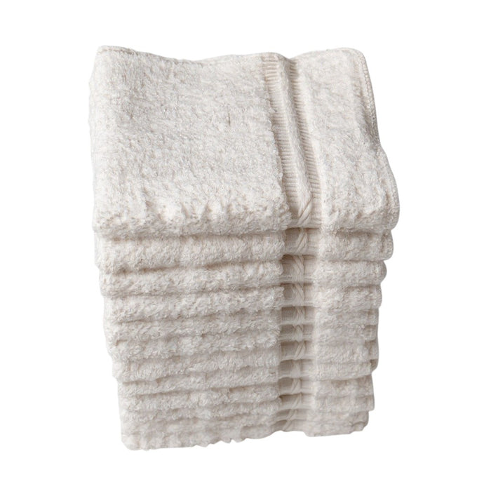 Washcloths, White Cotton Wash Cloths for Body and Facewash Design to exfoliate Your Hands, Soft and Absorbent Machine Washable, 12 x 12 Inch.