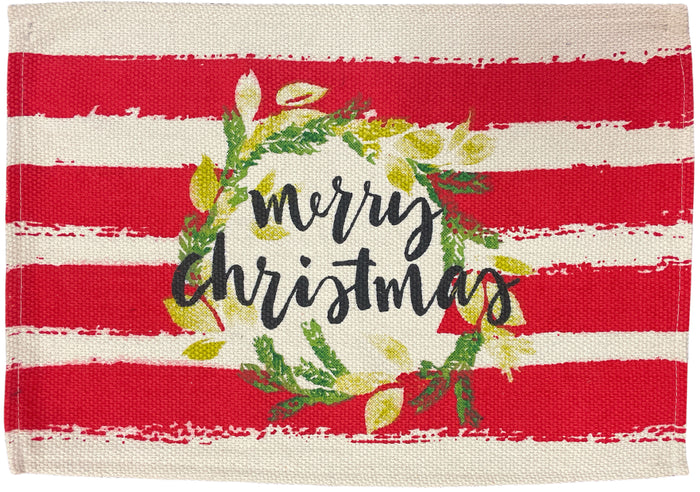 Set of 4, Merry Christmas Tapestry Placemats, for Holiday Season, Home Decoration Kitchen Dining Table Easy to Clean Size: 13" x 19".