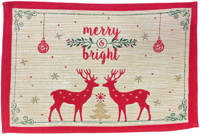 Set of 4, Merry Christmas Tapestry Placemats, for Holiday Season, Home Decoration Kitchen Dining Table Easy to Clean Size: 13" x 19".