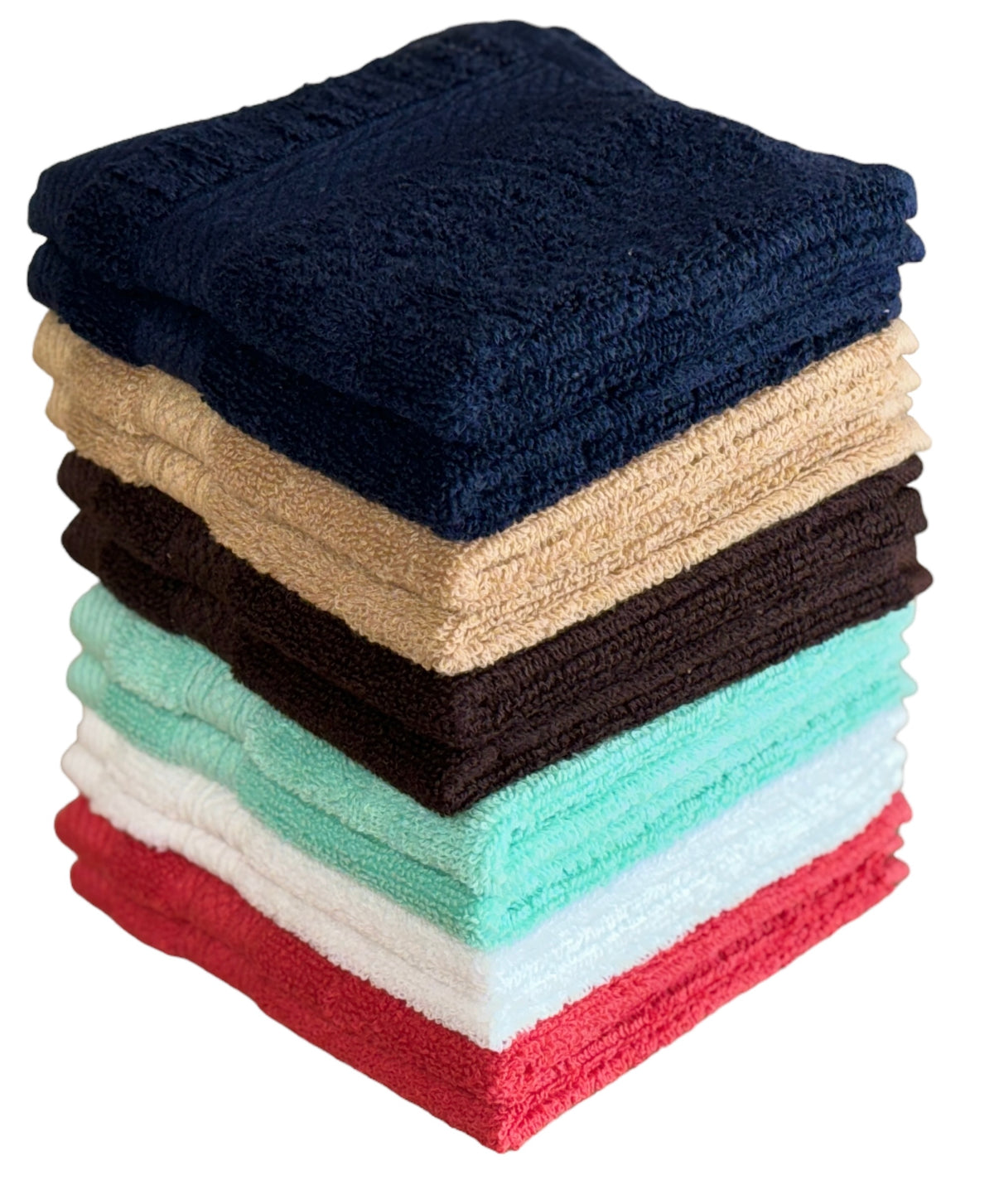 Washcloths, 12 Pack, 100% Ring Spun Cotton Wash Cloths for Body and Face, Design to exfoliate Your Hands, Extra Soft and Absorbent Machine Washable Size: 12 x 12 Inch.