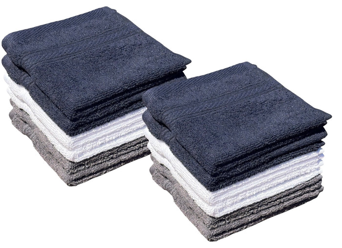 Washcloths, 12 Pack, 100% Ring Spun Cotton Wash Cloths for Body and Face, Design to exfoliate Your Hands, Extra Soft and Absorbent Machine Washable Size: 12 x 12 Inch.