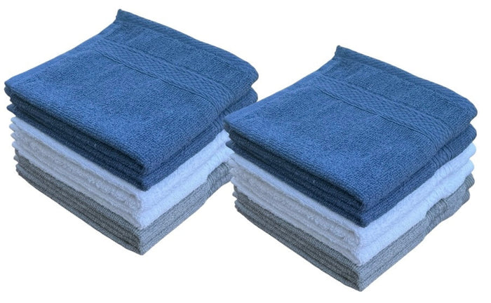 Washcloths, 12 Pack, 100% Ring Spun Cotton Wash Cloths for Body and Face, Design to exfoliate Your Hands, Extra Soft and Absorbent Machine Washable Size: 12 x 12 Inch.