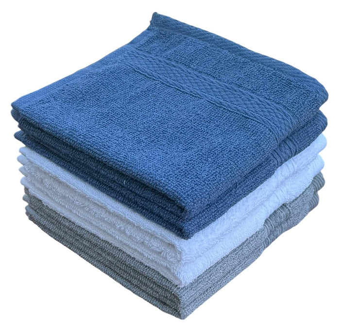 Washcloths, 12 Pack, 100% Ring Spun Cotton Wash Cloths for Body and Face, Design to exfoliate Your Hands, Extra Soft and Absorbent Machine Washable Size: 12 x 12 Inch.