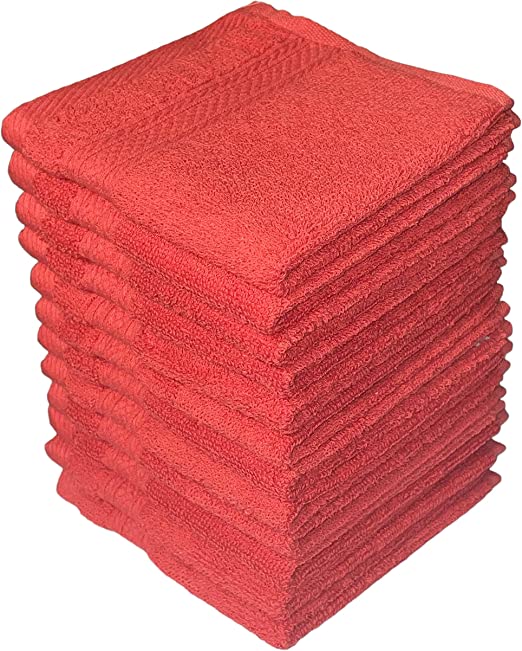 Washcloths, 12 Pack, 100% Ring Spun Cotton Wash Cloths for Body and Face, Design to exfoliate Your Hands, Extra Soft and Absorbent Machine Washable Size: 12 x 12 Inch.