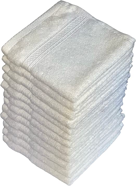 Washcloths, 12 Pack, 100% Ring Spun Cotton Wash Cloths for Body and Face, Design to exfoliate Your Hands, Extra Soft and Absorbent Machine Washable Size: 12 x 12 Inch.